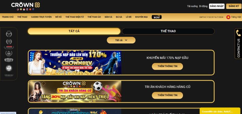 Crown88 - Nhà cái cá cược hàng đầu tới từ đảo quốc sư tử 5 Nhà Cái Mang Đến Đa Dạng Những Chương Trình Khuyến Mãi Cực Khủng